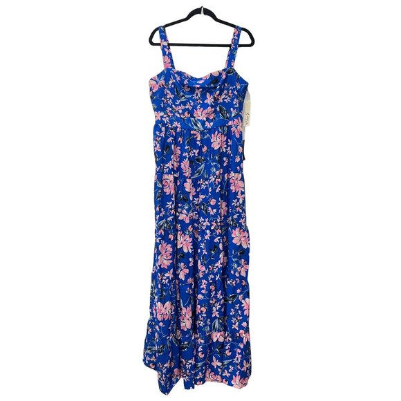 NEW Women's Eliza J Size 16 Floral Tiered Maxi Dress, - Blue MSRP $168 - Picture 3 of 12
